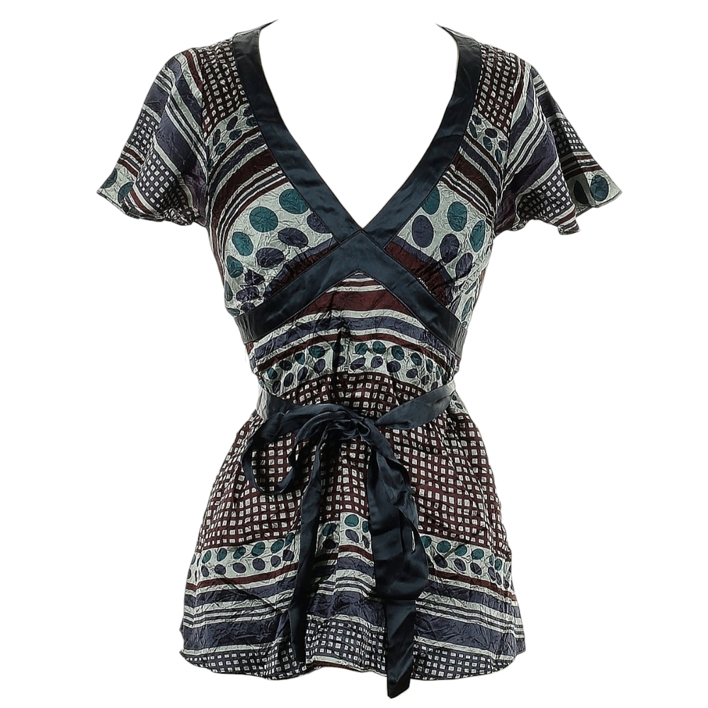 Chic Geometric Wrap Blouse